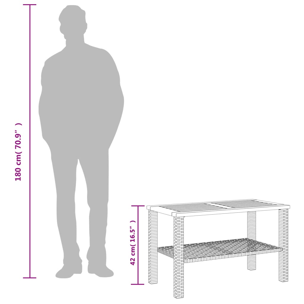 vidaXL Vrtni stol sivi 70 x 38 x 42 cm od poliratana i drva bagrema