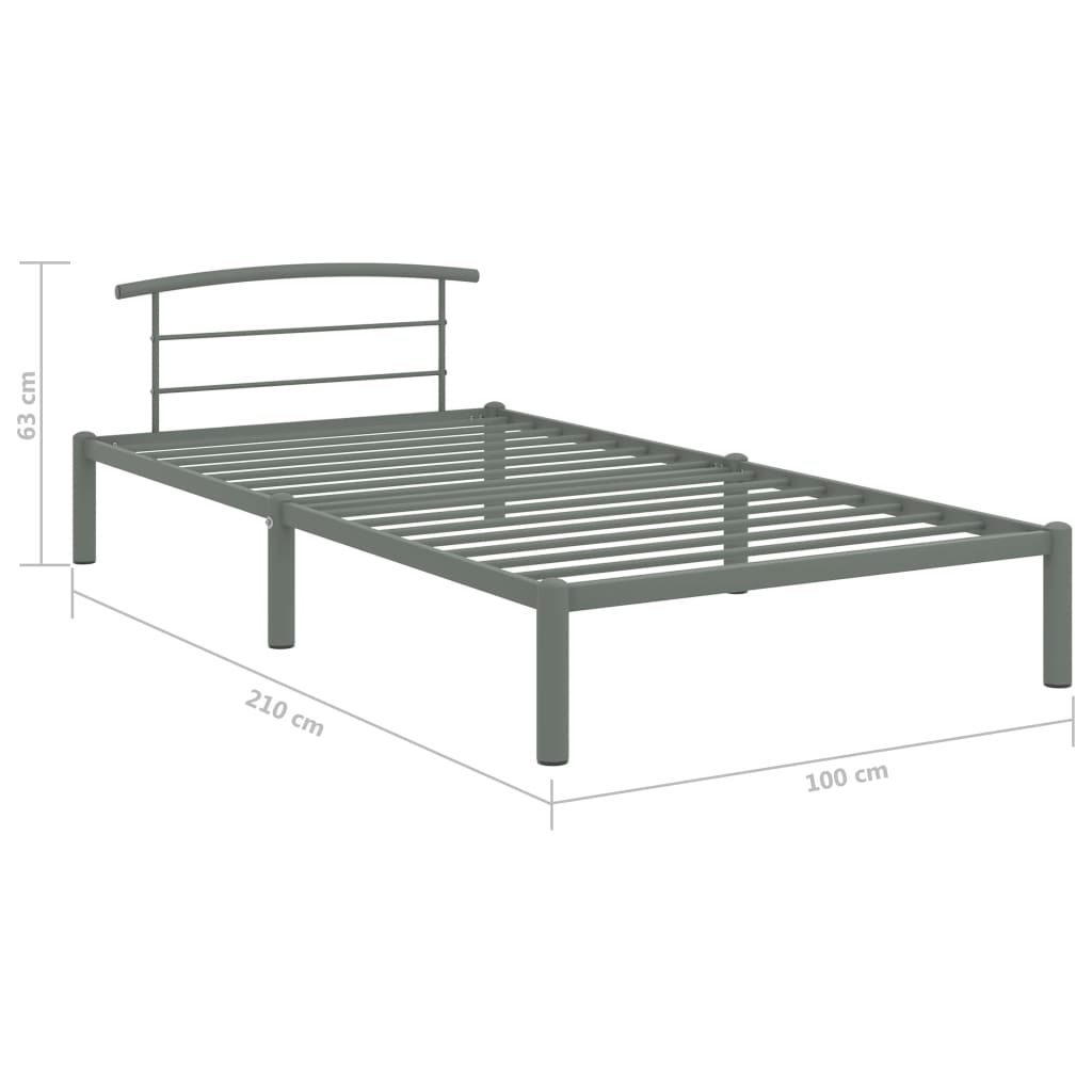 vidaXL Okvir za krevet sivi metalni 90 x 200 cm