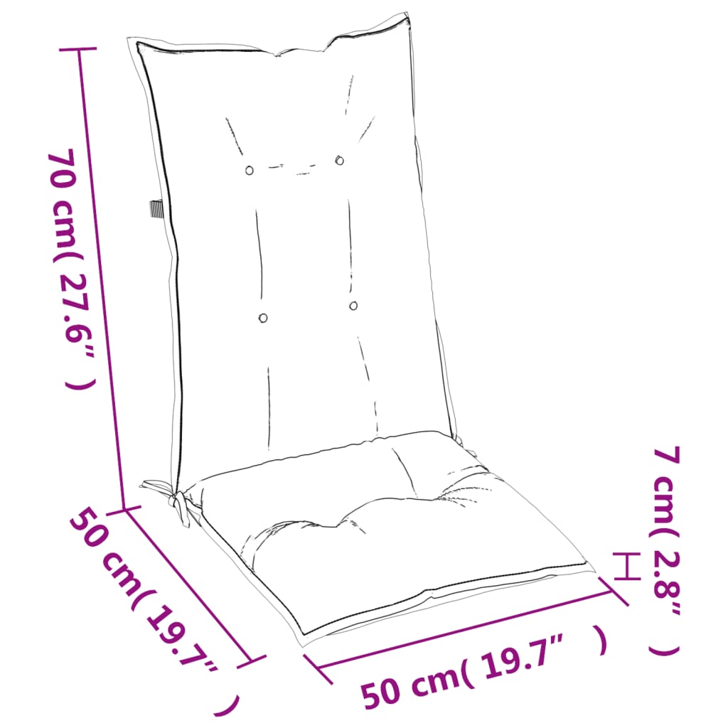 vidaXL Jastuci za vrtne stolice 2 kom krem 120 x 50 x 7 cm od tkanine