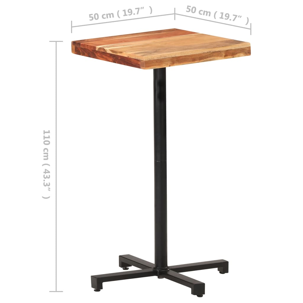 vidaXL Barski stol četvrtasti 50 x 50 x 110 cm masivno bagremovo drvo