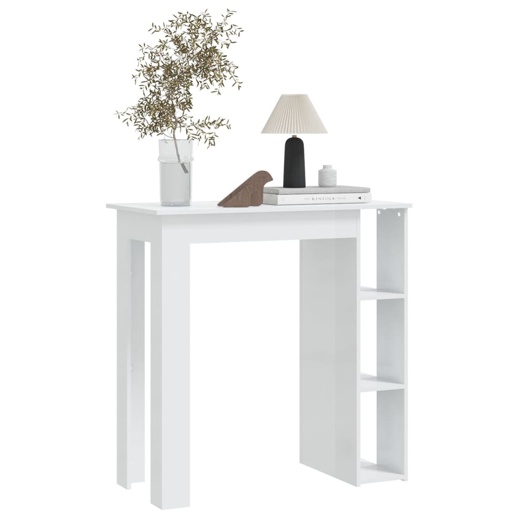 vidaXL Barski stol s policom sjajni bijeli 102 x 50 x 103,5 cm iverica