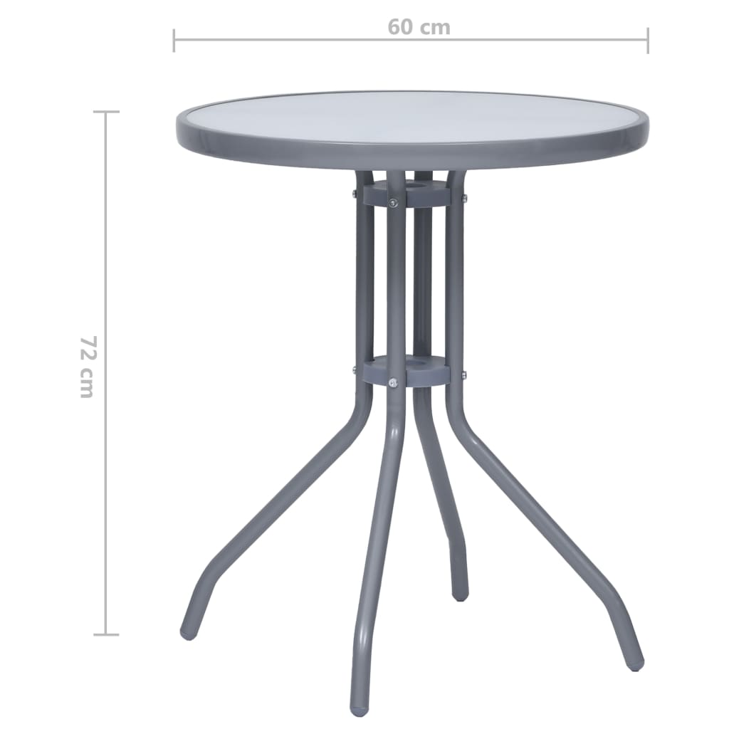 vidaXL Vrtni stol svjetlosivi 60 cm od čelika i stakla