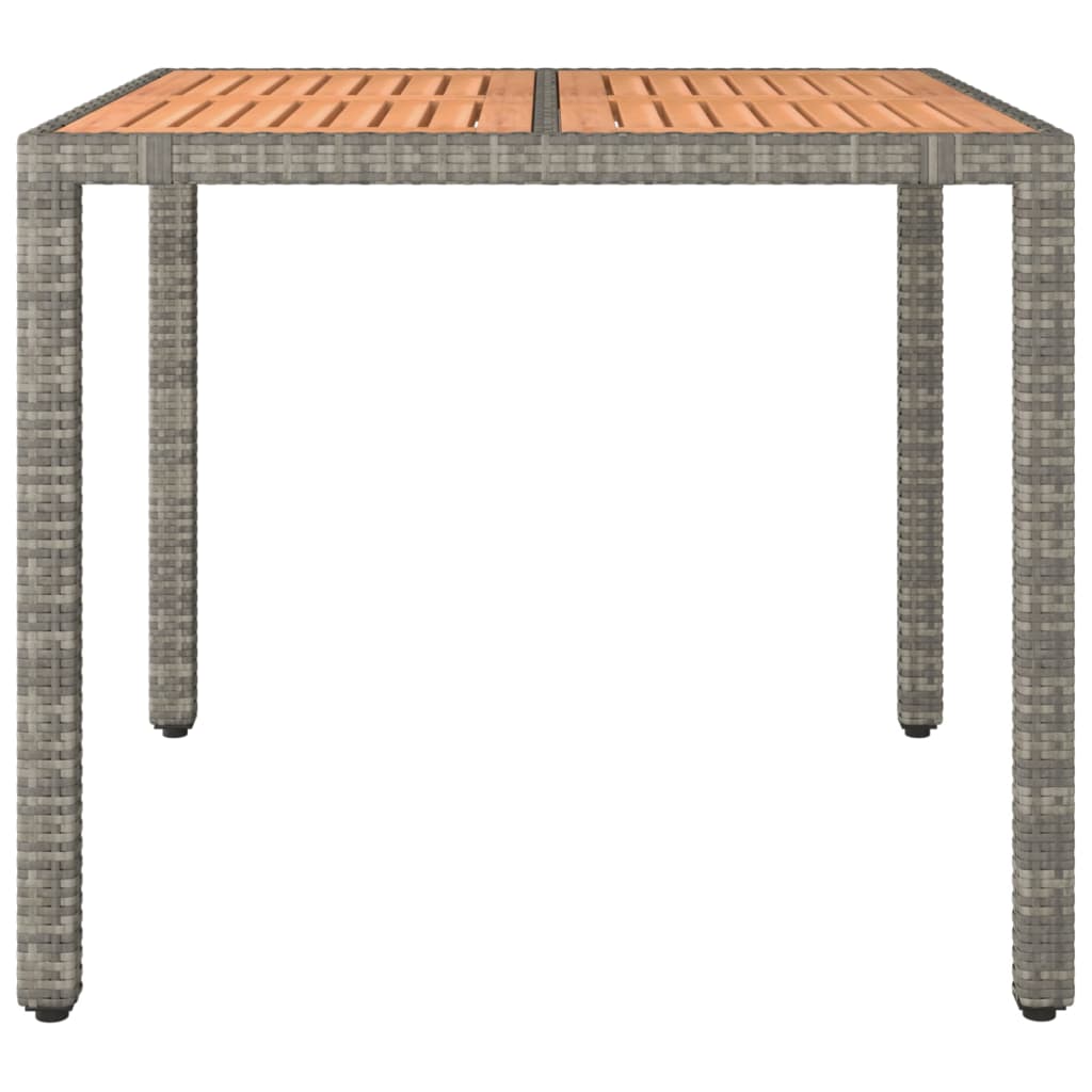 vidaXL Vrtni stol s drvenom pločom sivi od poliratana i drva bagrema