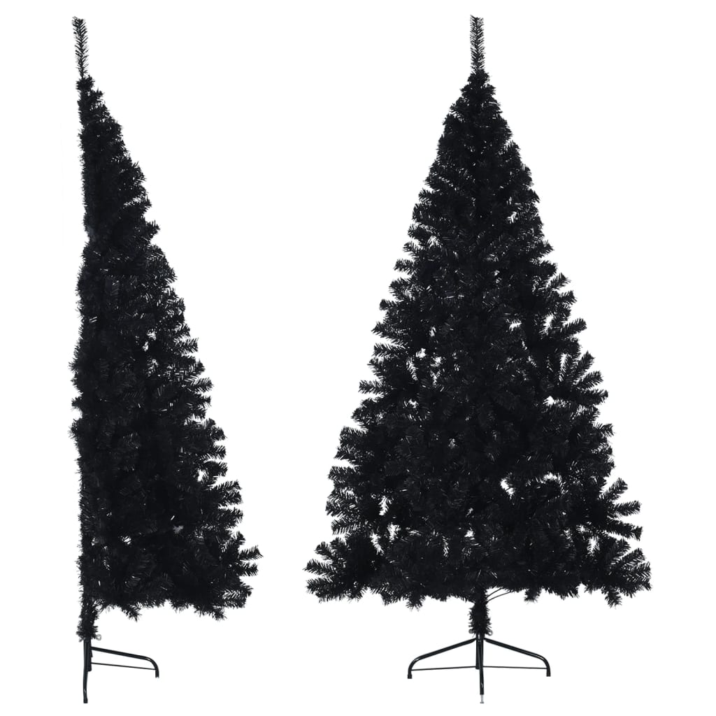 vidaXL Umjetna polovica božićnog drvca sa stalkom crna 240 cm PVC