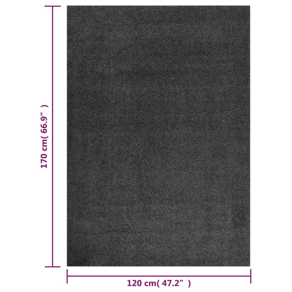 vidaXL Čupavi tepih s visokim vlaknima antracit 120x170 cm