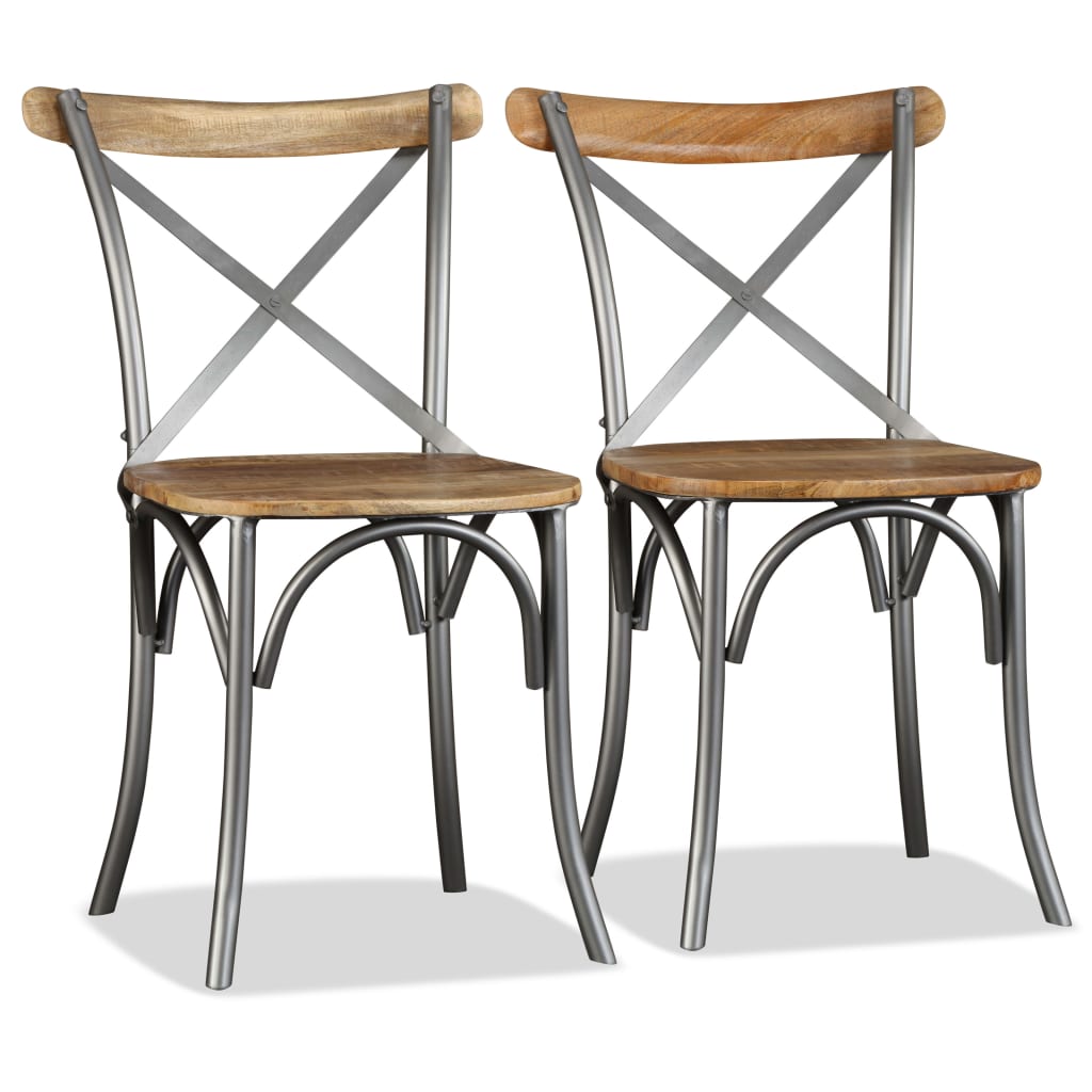 vidaXL Blagovaonske stolice 4 kom od masivnog drva manga i čelika