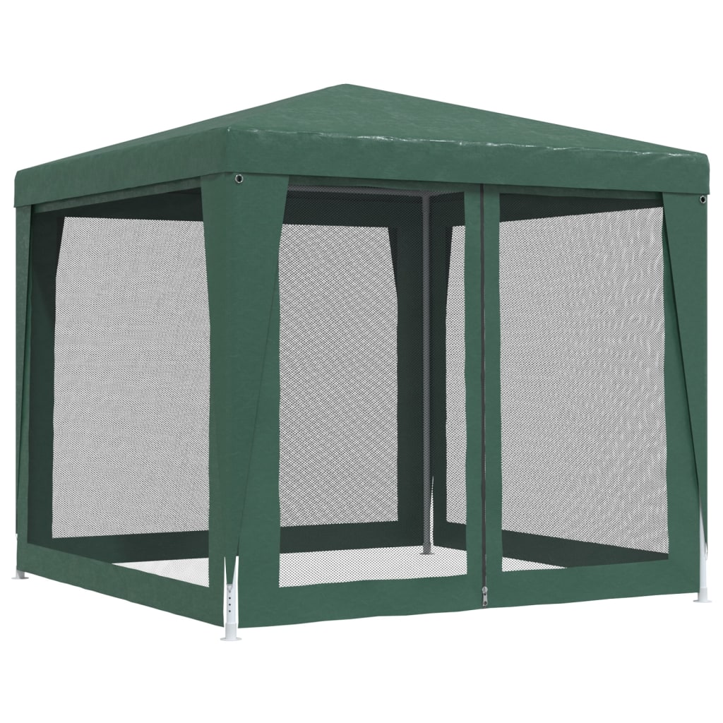 vidaXL Šator za zabave s 4 mrežasta bočna zida zeleni 2,5 x 2,5 m HDPE