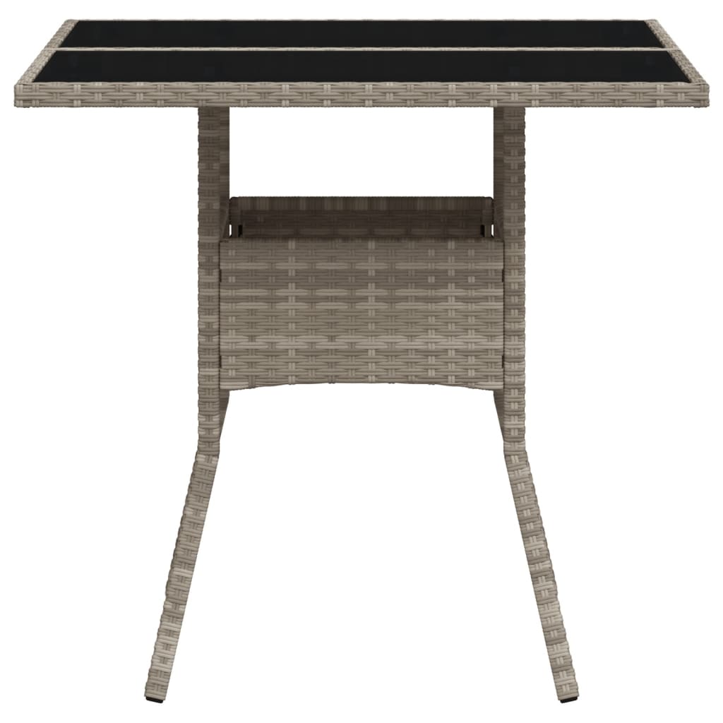 vidaXL Vrtni stol sa staklenom pločom sivi 80 x 80 x 75 cm poliratan