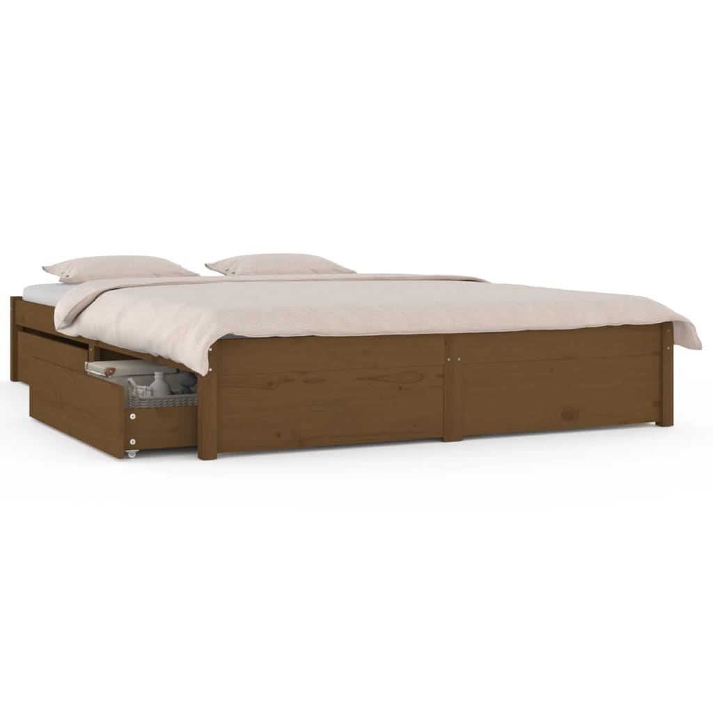 vidaXL Okvir za krevet s ladicama boja meda 135 x 190 cm bračni