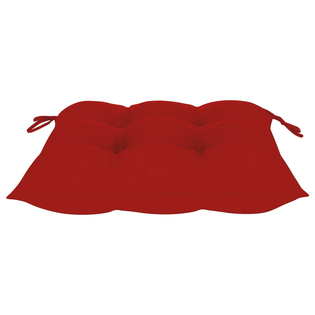 vidaXL Vrtne stolice s crvenim jastucima 4 kom od masivne tikovine