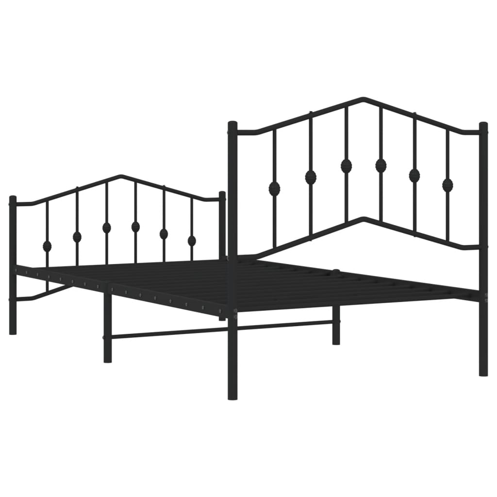 vidaXL Metalni okvir kreveta s uzglavljem i podnožjem crni 100x190 cm