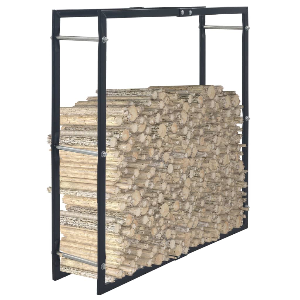 vidaXL Stalak za drva za ogrjev crni 100 x 25 x 100 cm čelični