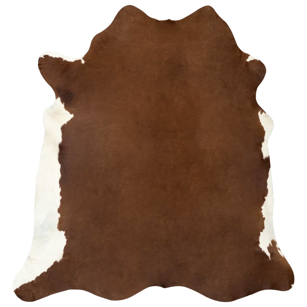 vidaXL Tepih od prave kravlje kože smeđe-bijeli 180 x 220 cm