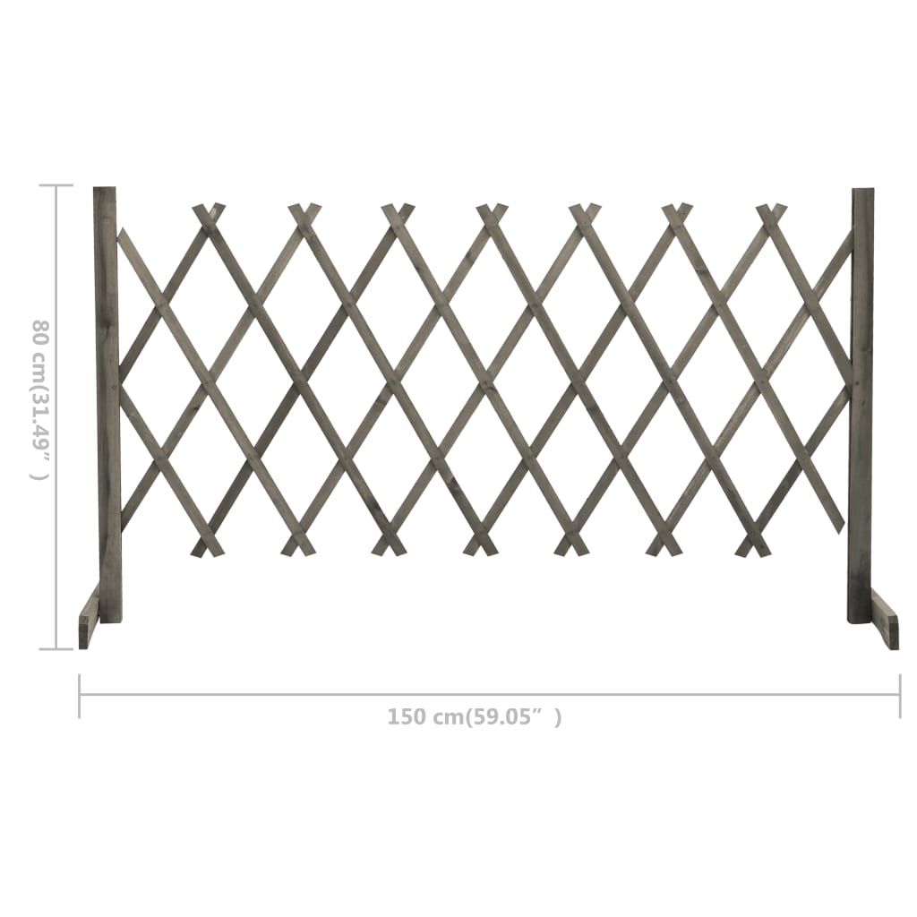 vidaXL Vrtna rešetkasta ograda siva 150 x 80 cm od masivne jelovine