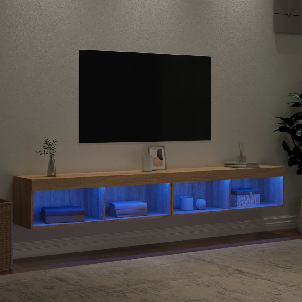 vidaXL TV ormarići s LED svjetlima 2 kom boja hrasta 100x30x30 cm