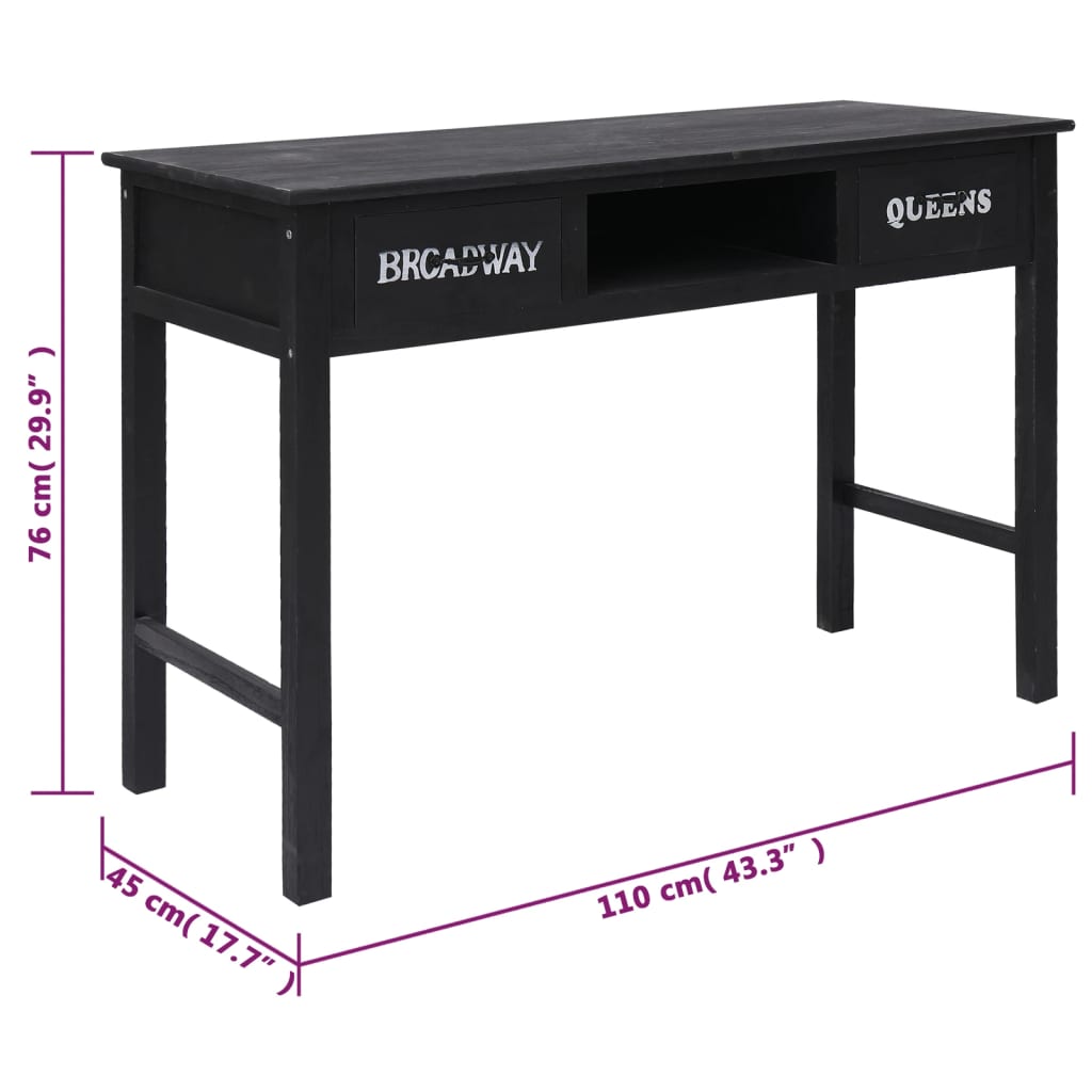 vidaXL Konzolni stol crni 110 x 45 x 76 cm drveni