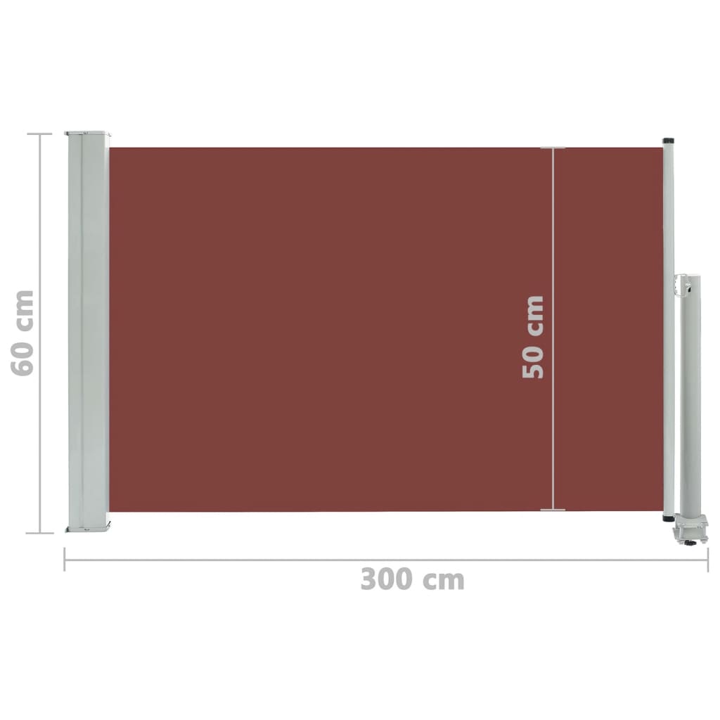 vidaXL Uvlačiva bočna tenda za terasu 60 x 300 cm smeđa