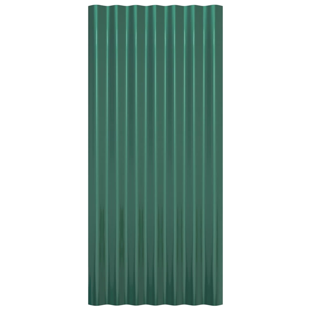 vidaXL Krovni paneli 12 kom od čelika obloženog prahom zelena 80x36 cm