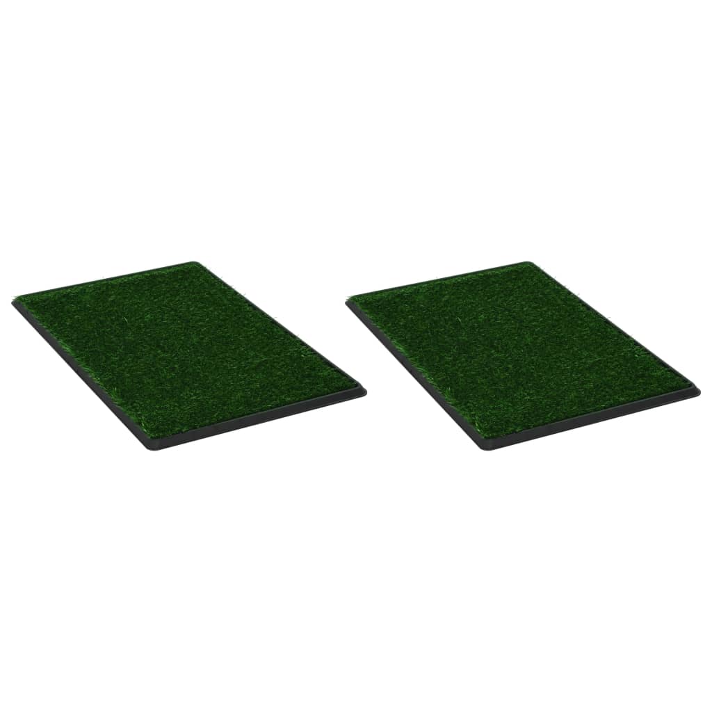 vidaXL Toaleti za ljubimce s pladnjem i travom 2 kom zeleni 76x51x3 cm