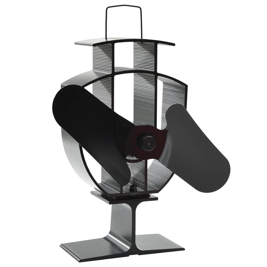 vidaXL Ventilator za peć na toplinski pogon s 2 lopatice crni