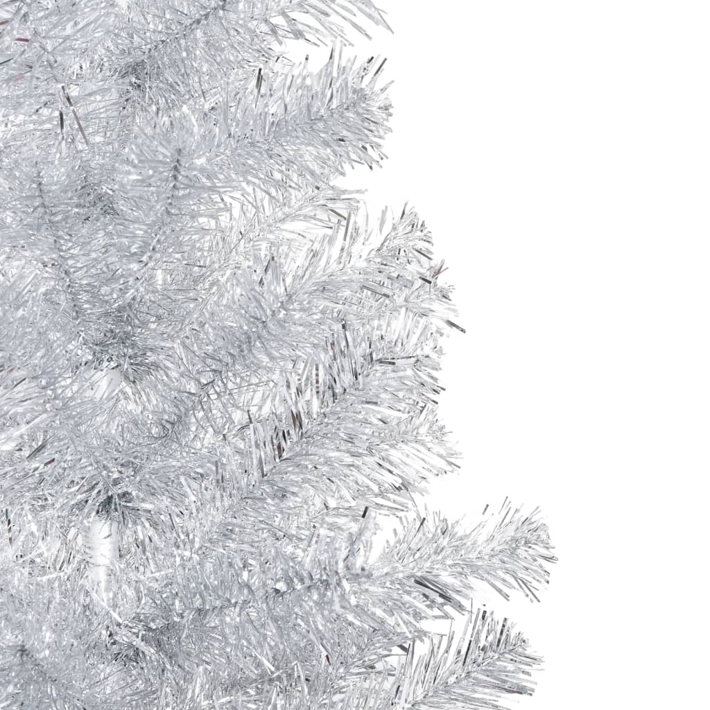 vidaXL Umjetno osvijetljeno božićno drvce i kuglice srebrno 150 cm PET