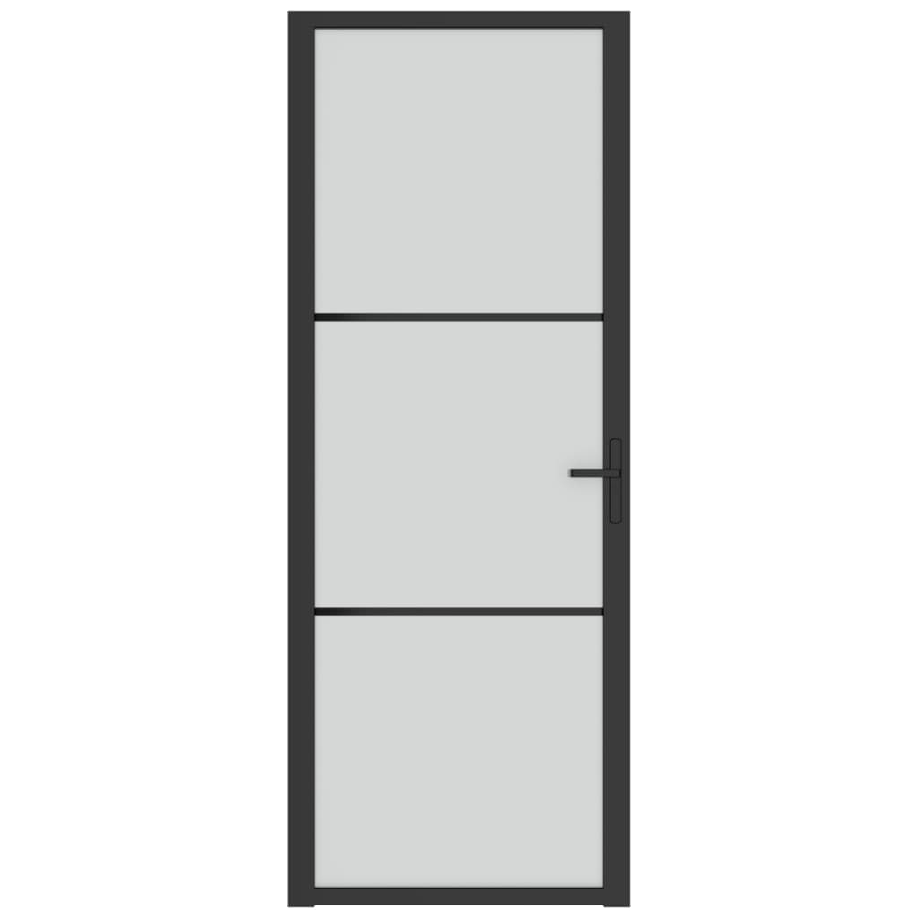 vidaXL Unutarnja vrata 76 x 201,5 cm crna od mat stakla i aluminija