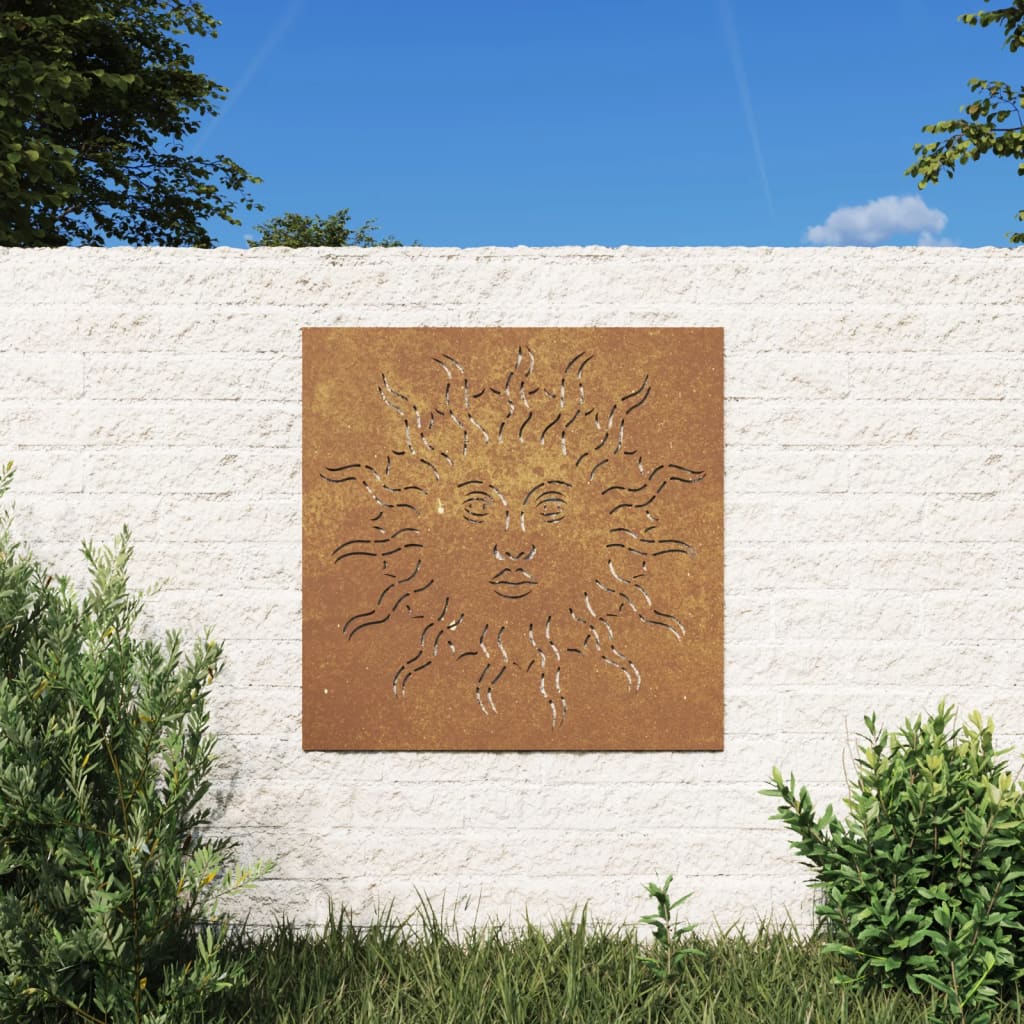 vidaXL Vrtni zidni ukras 55 x 55 cm od čelika COR-TEN s uzorkom sunca