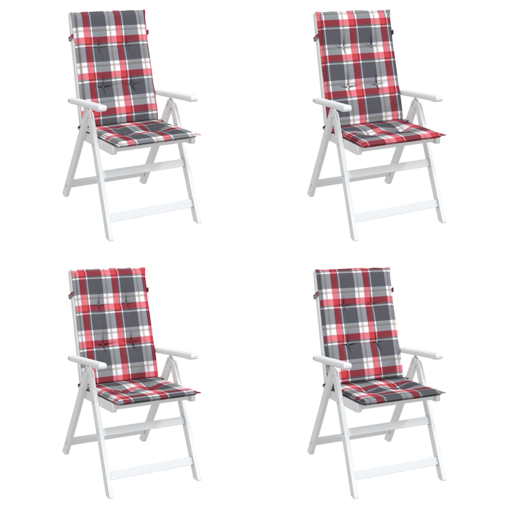 vidaXL Jastuci za stolice 4 kom crveni karirani 120x50x3 cm od tkanine