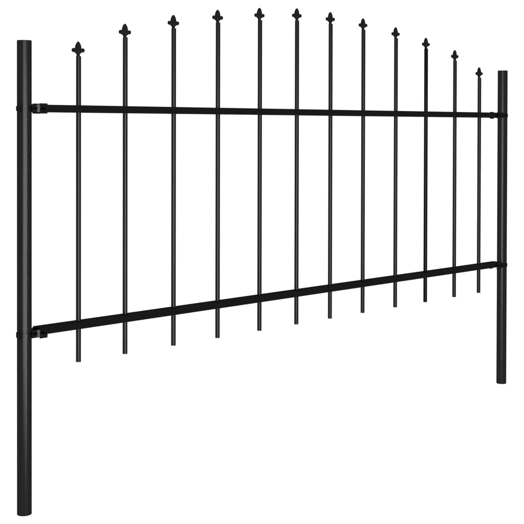 vidaXL Vrtna ograda s ukrasnim kopljima (0,5-0,75) x 11,9 m čelična crna