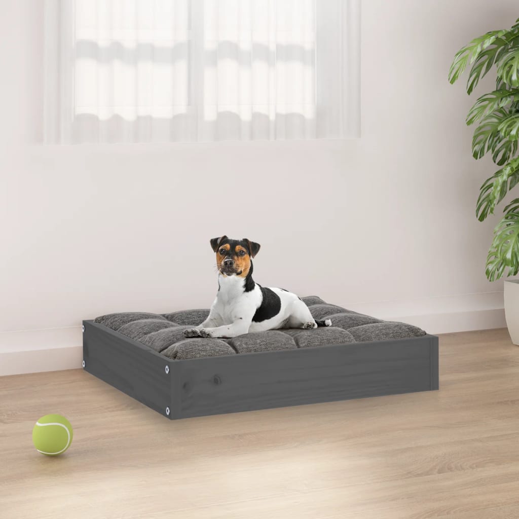 vidaXL Krevet za pse sivi 91,5 x 64 x 9 cm od masivne borovine