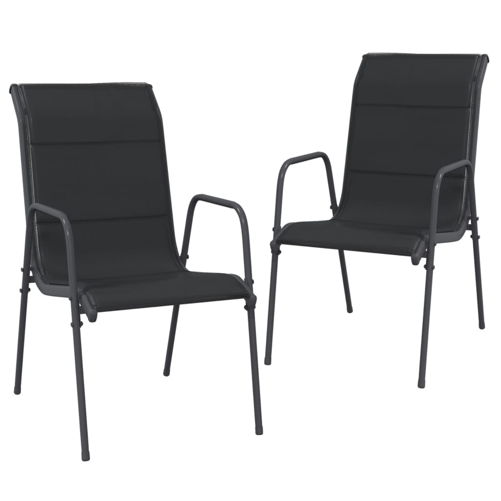 vidaXL Vrtne stolice 2 kom od čelika i tekstilena crne
