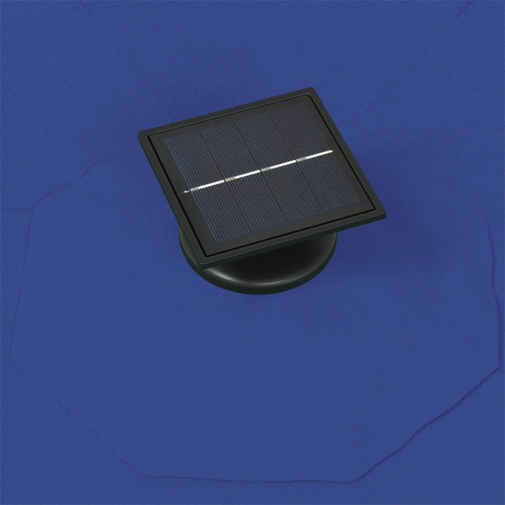 vidaXL Zidni suncobran s LED svjetlima i metalnom šipkom 300 cm plavi