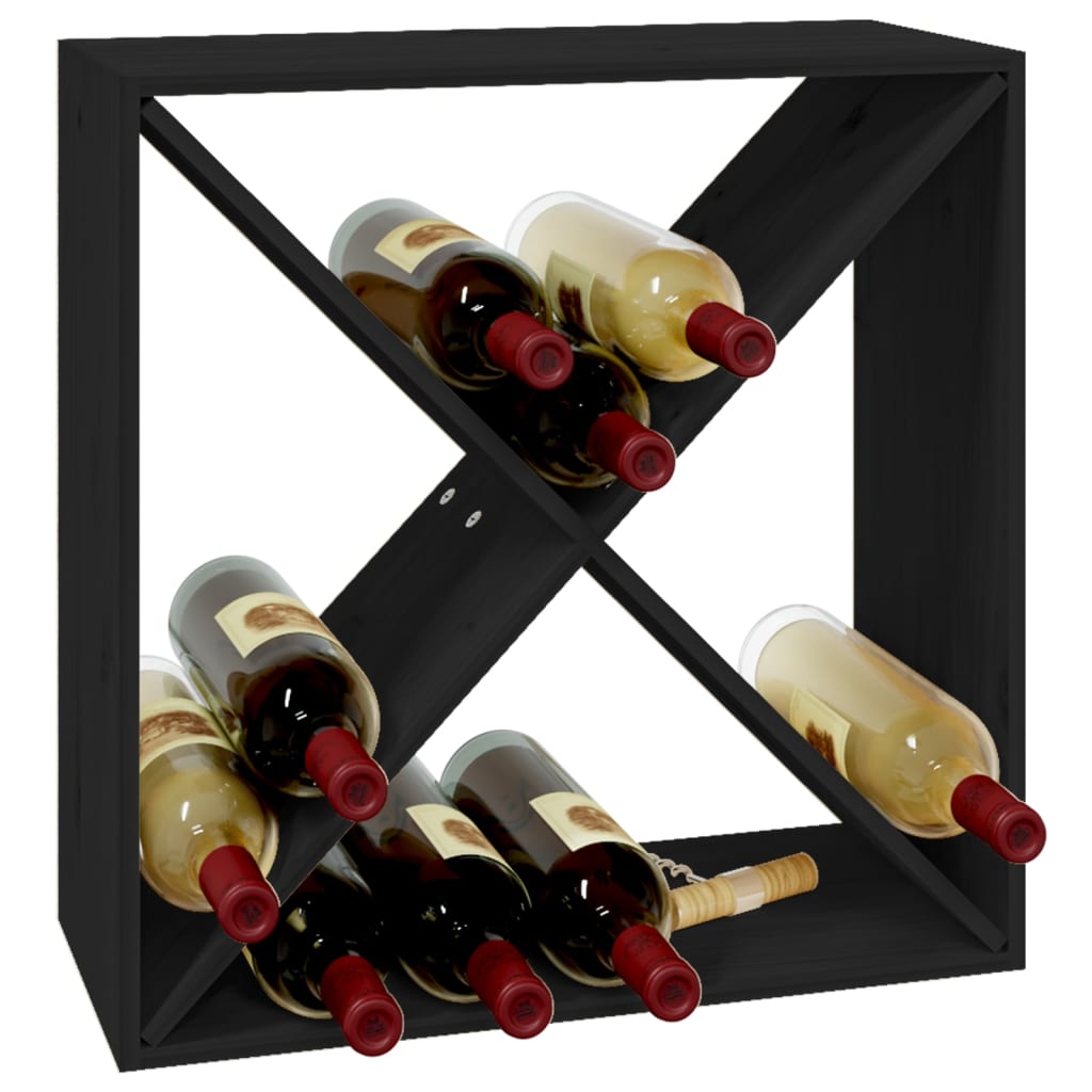 vidaXL Ormarić za vino crni 62x25x62 cm od masivne borovine