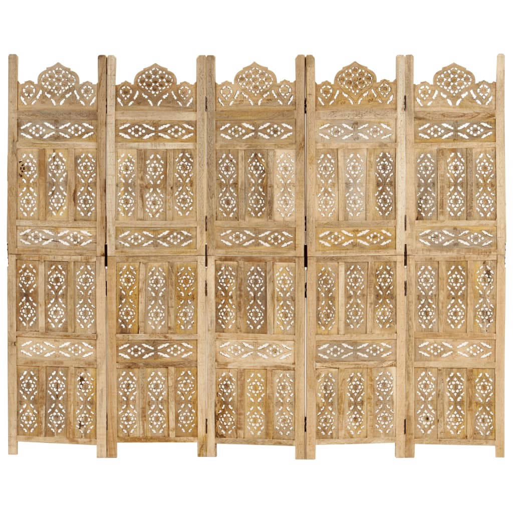 vidaXL Sobna pregrada s 5 panela 200 x 165 cm od masivnog drva manga