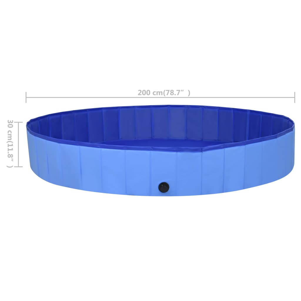vidaXL Sklopivi bazen za pse plavi 200 x 30 cm PVC