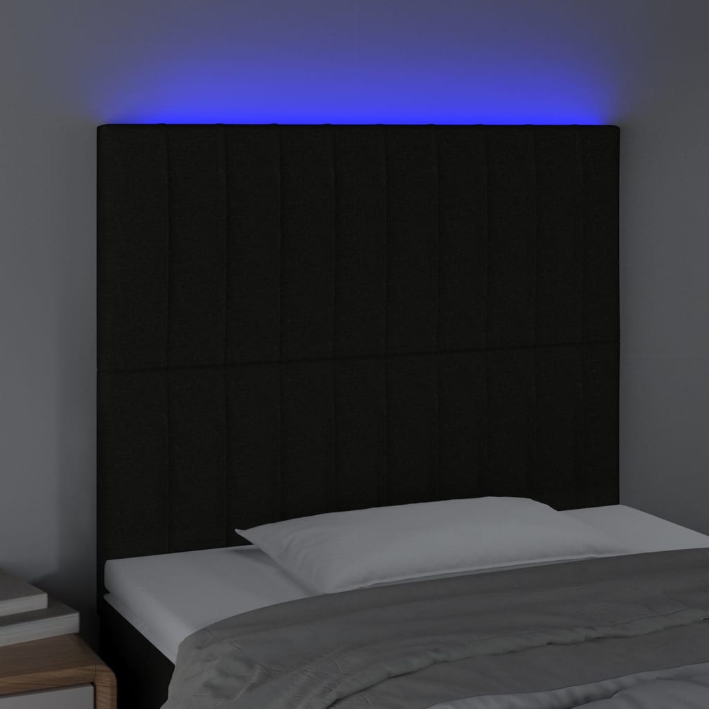 vidaXL LED uzglavlje crno 80x5x118/128 cm od tkanine