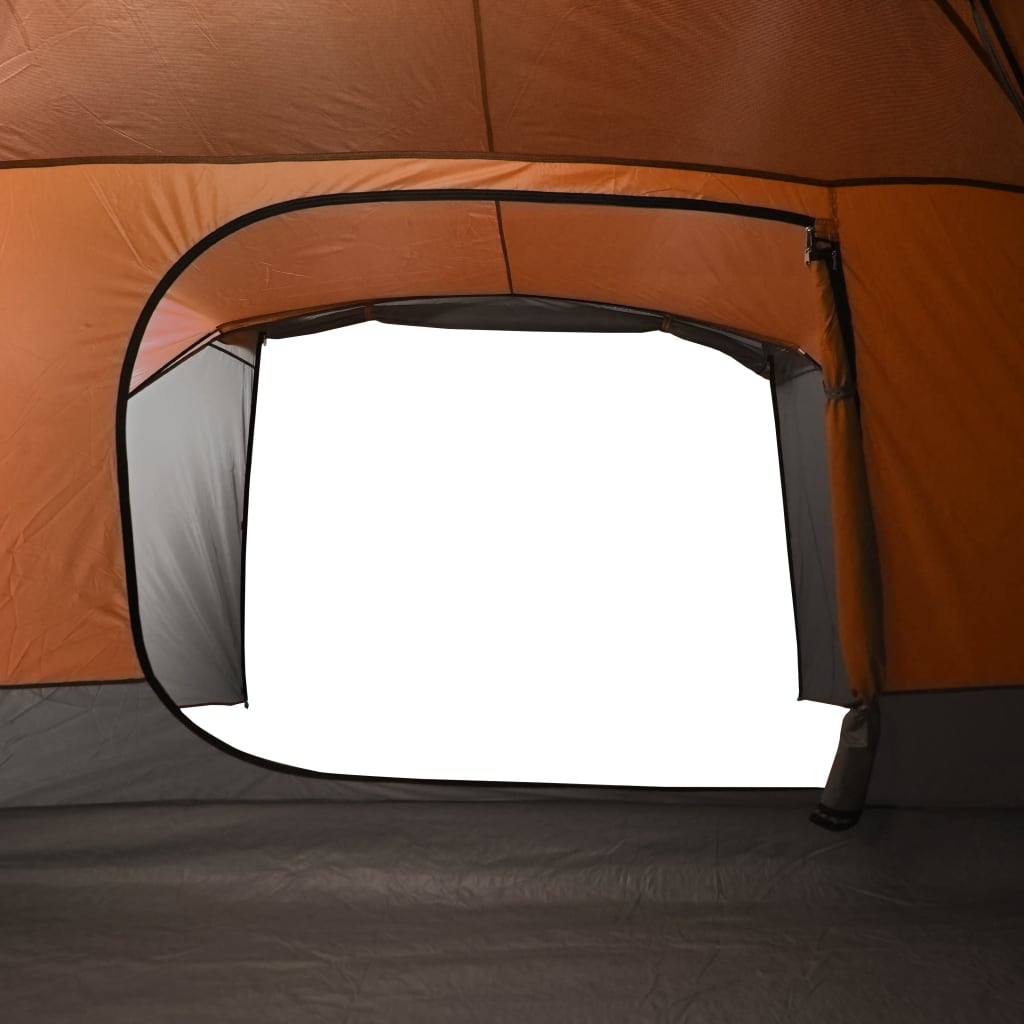 vidaXL Šator za kampiranje s trijemom za 4 osobe sivo-narančasti