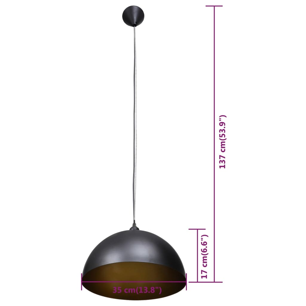 vidaXL Stropna svjetiljka 2 kom podesive visine polukuglasta crna
