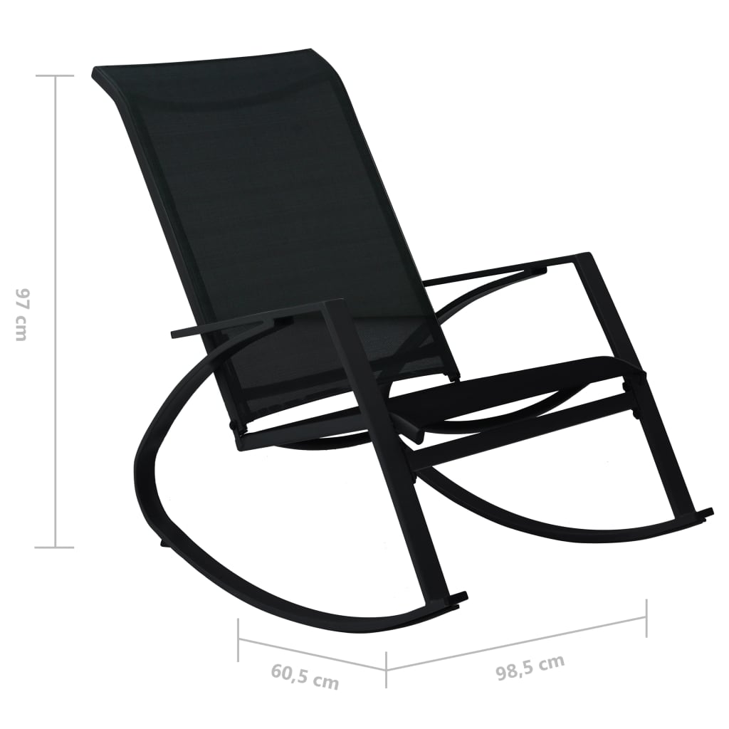 vidaXL Vrtne stolice za ljuljanje od tekstilena 2 kom crne