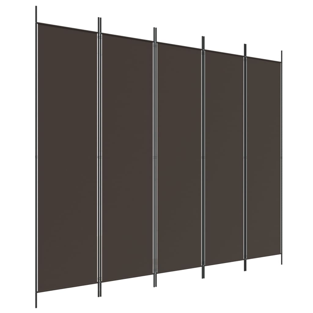 vidaXL Sobna pregrada s 5 panela smeđa 250 x 200 cm od tkanine
