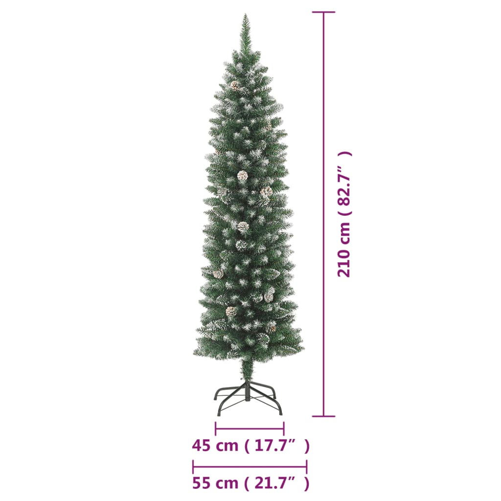vidaXL Umjetno usko božićno drvce sa stalkom 210 cm PVC