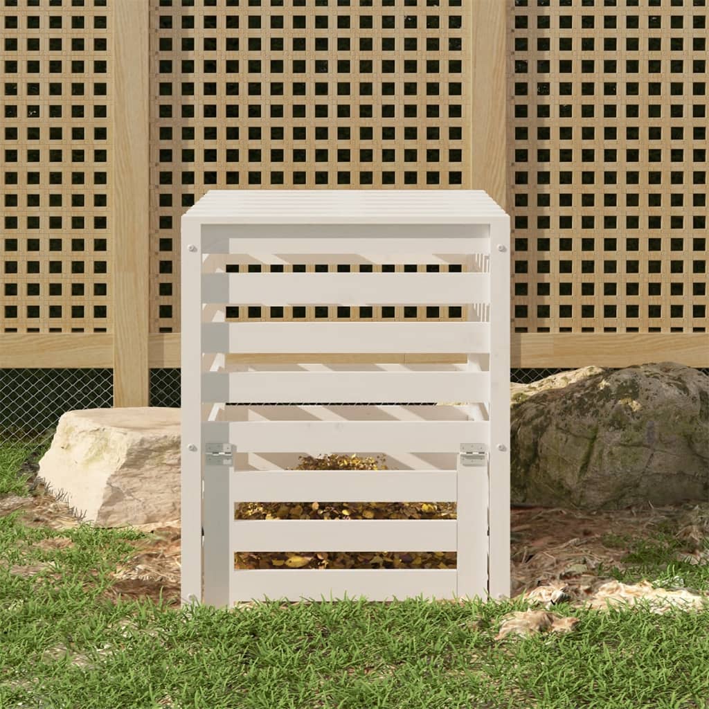 vidaXL Komposter bijeli 63,5 x 63,5 x 77,5 cm od masivne borovine