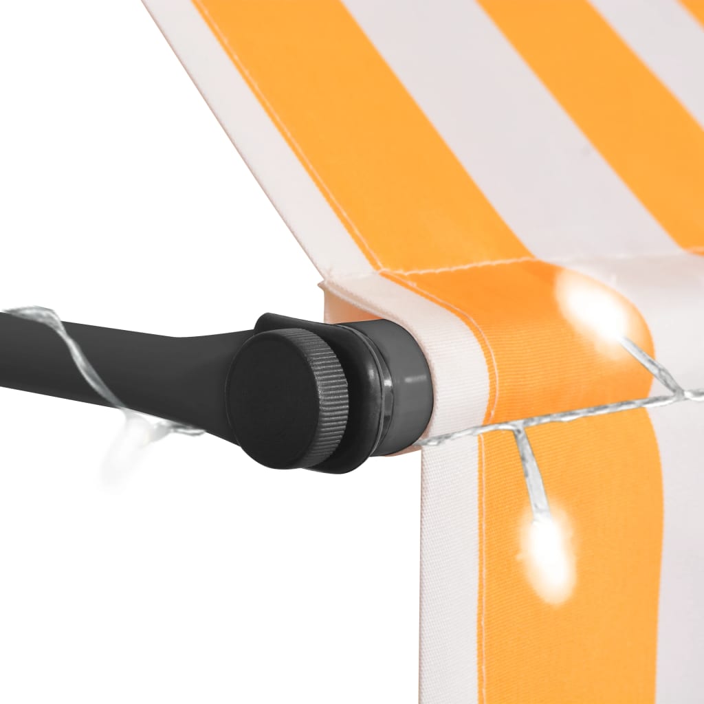 vidaXL Tenda na ručno uvlačenje LED 250 cm bijelo-narančasta