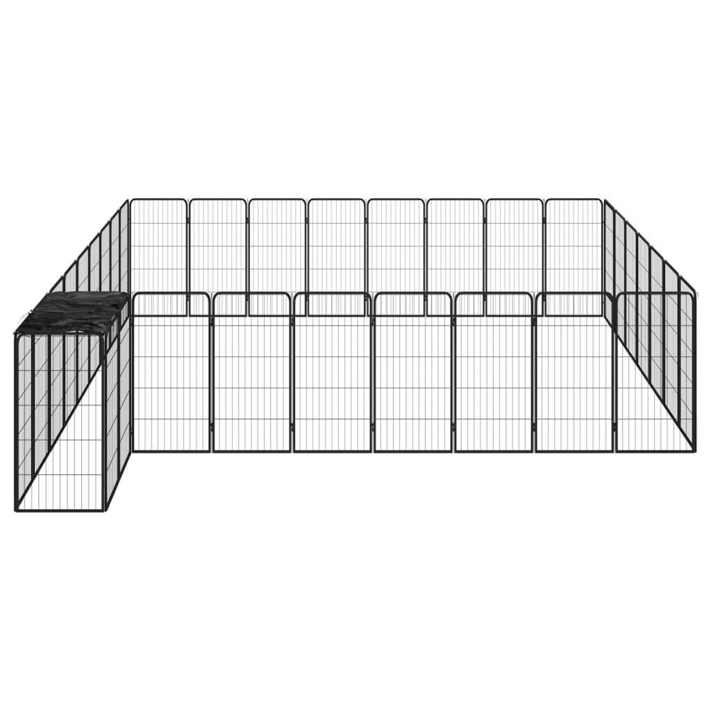 vidaXL Ograda za pse s 34 panela crna 50 x 100 cm čelik obložen prahom