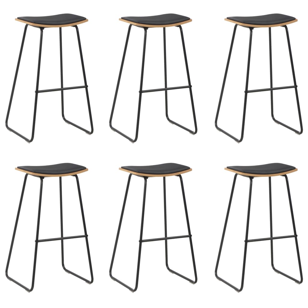 vidaXL Barski stolci od umjetne kože 6 kom crni