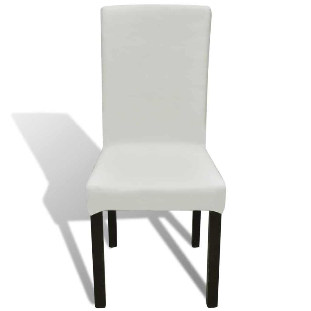 vidaXL Ravne rastezljive navlake za stolice 6 kom krem