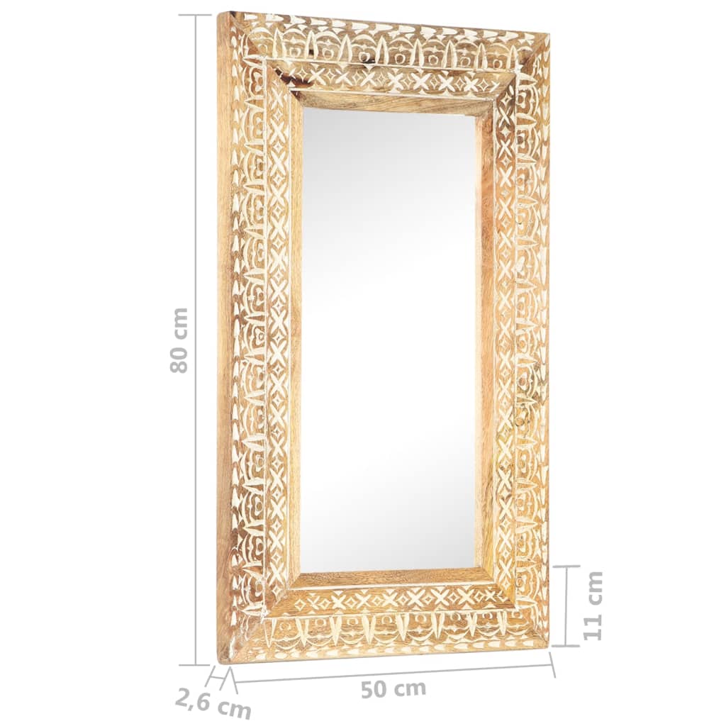vidaXL Ručno izrezbareno ogledalo 80 x 50 x 2,6 cm masivno drvo manga