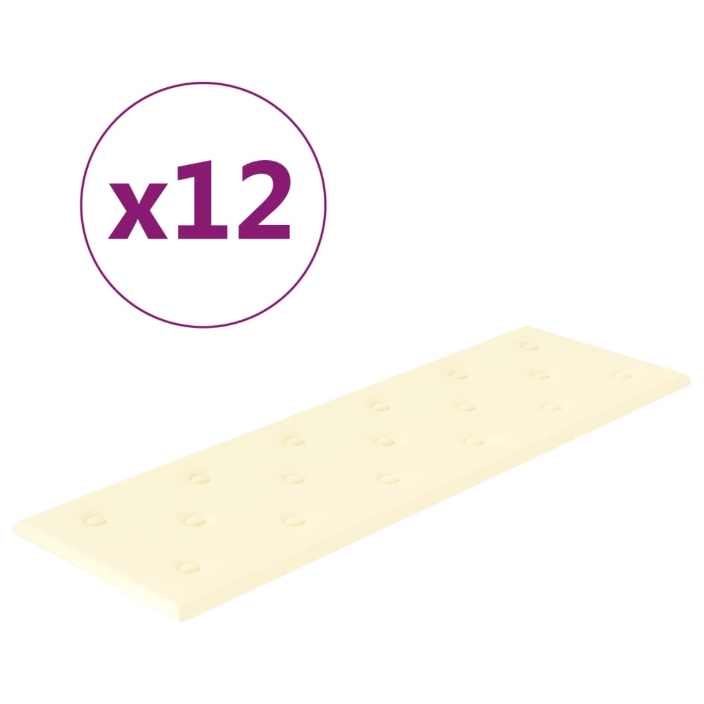 vidaXL Zidne ploče od umjetne kože 12 kom krem 90 x 30 cm 3,24 m²