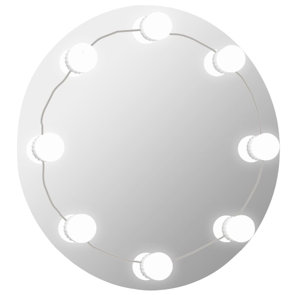 vidaXL Zidno ogledalo bez okvira s LED svjetlima okruglo stakleno