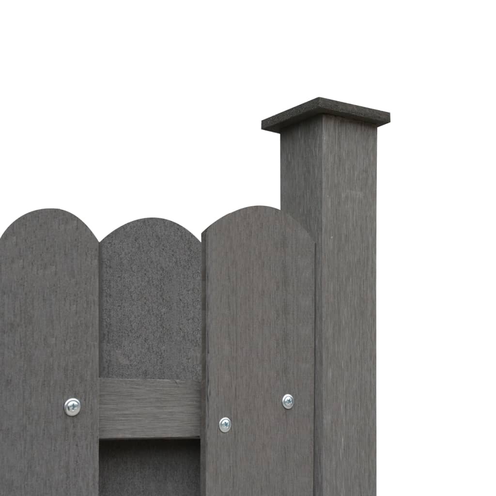 vidaXL Panel za ogradu s 2 stupa WPC 180 x 180 sivi